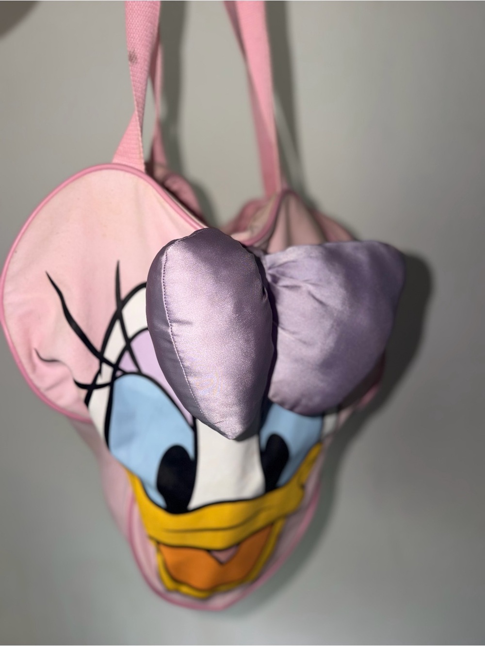 Pink Daisy Duck tote Bag with Lilac Bow